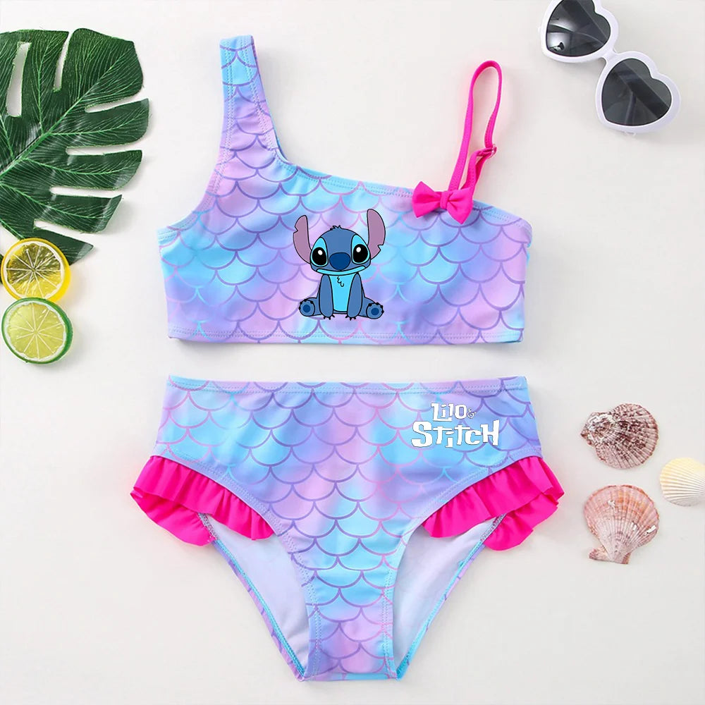 Lilo Stitch Girls Tankini Swimsuits Summer Beach wear Children Kids Wear Bathing Suits Two-pieces Bikini Dresses Fashion