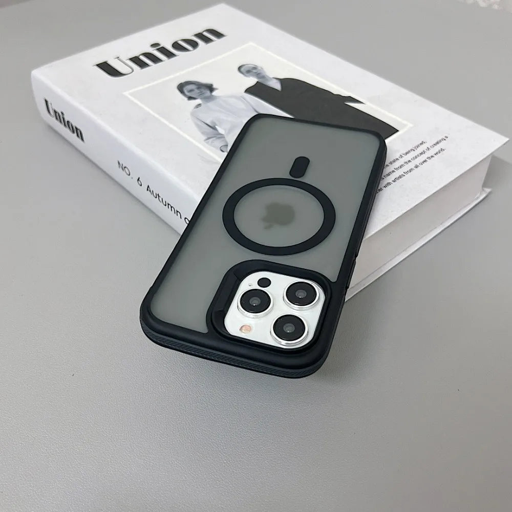 Luxury Magnetic Color Matte Translucent Armor Shockproof Case For iPhone 13 14 ProMax Magsafe Wireless Charge Cover