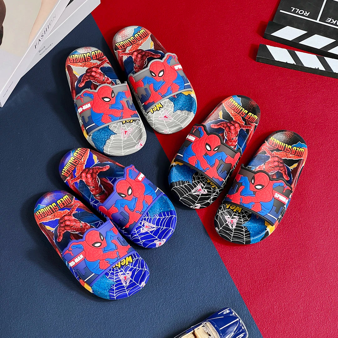 Cartoon Anime Children's Toddler Slippers Superhero Pattern Open Toe Sandals For Boys And Girls Slides