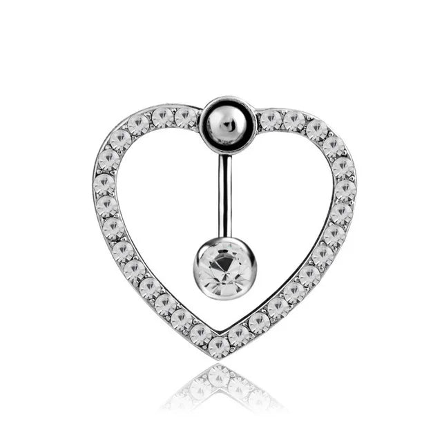 Snake Belly Button Ring Dangle Navel Piercing Ring Heart Belly Ring Zircon Navel Rings Body Piercing Jewelry Umbilical Pircing