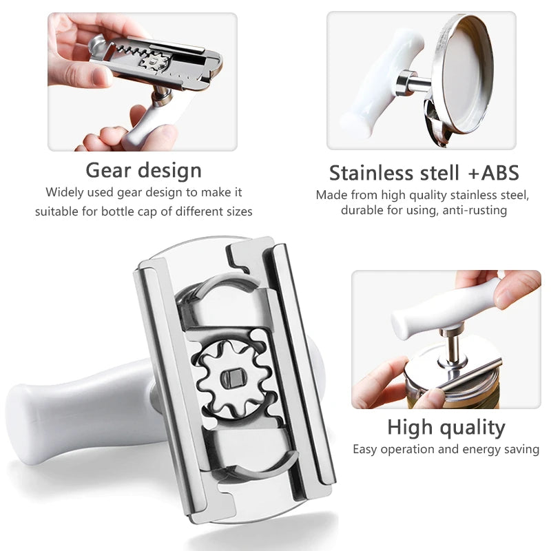 Stainless Steel Jar Opener Adjustable Glass Lids off Jar Opener Bottle Opener Kitchen Accessories Can Opener for 3-9.5CM