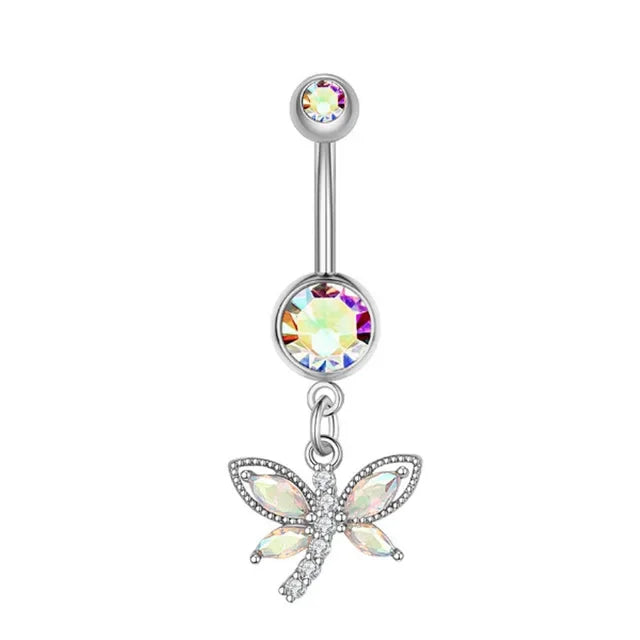 Snake Belly Button Ring Dangle Navel Piercing Ring Heart Belly Ring Zircon Navel Rings Body Piercing Jewelry Umbilical Pircing