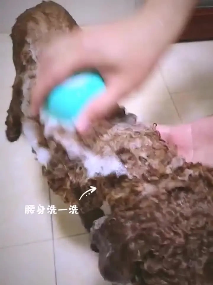 Pet Bath Brush Pet Massage Brush Shampoo Dispenser Soft Silicone Brush Rubber Bristle for Dogs and Cats Shower Grooming Tool
