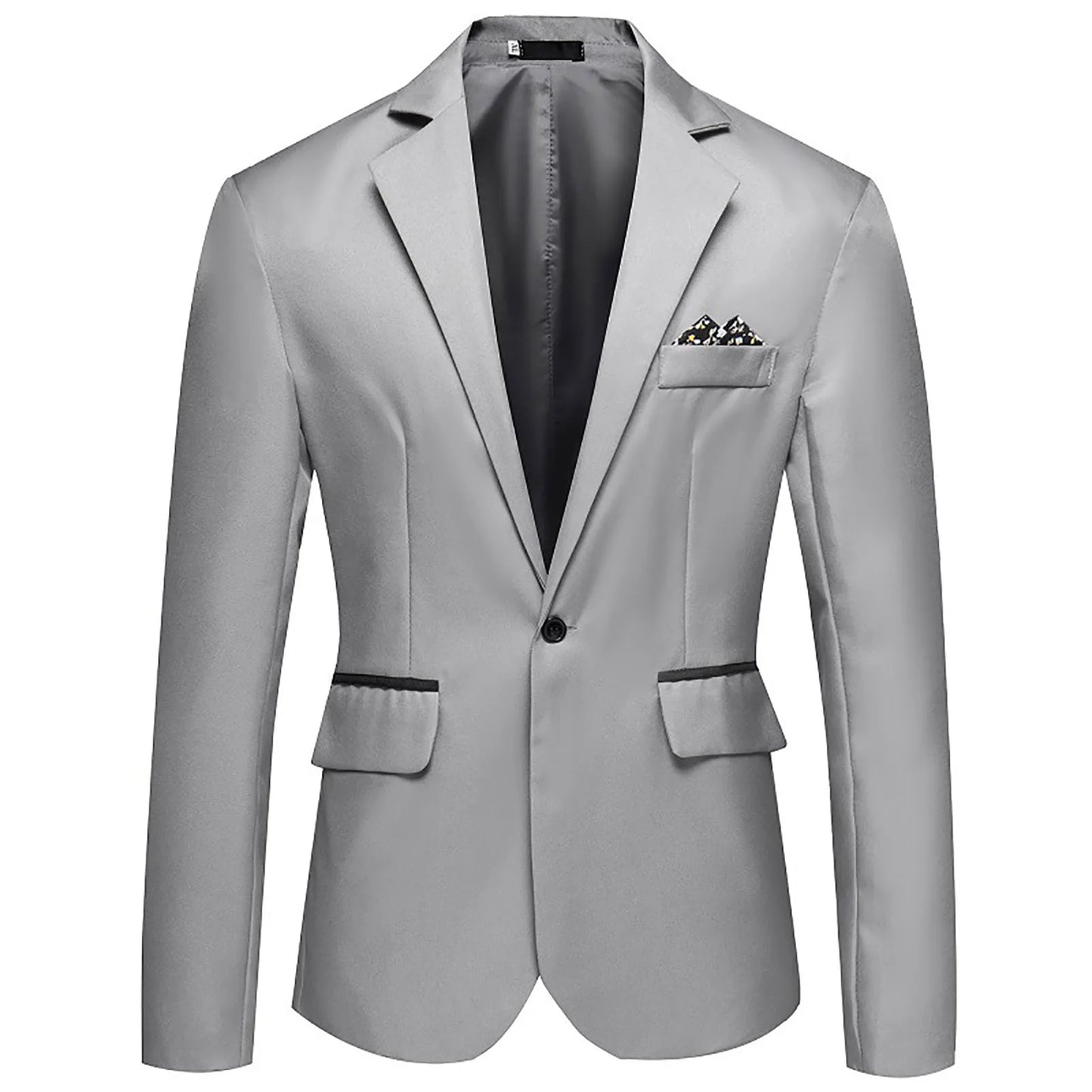 Men Blazer Formal Business Style Slim Fit Single Button Suit Jacket Solid Color Lapel Satin Groom Wedding Banquet Men Suit Coat