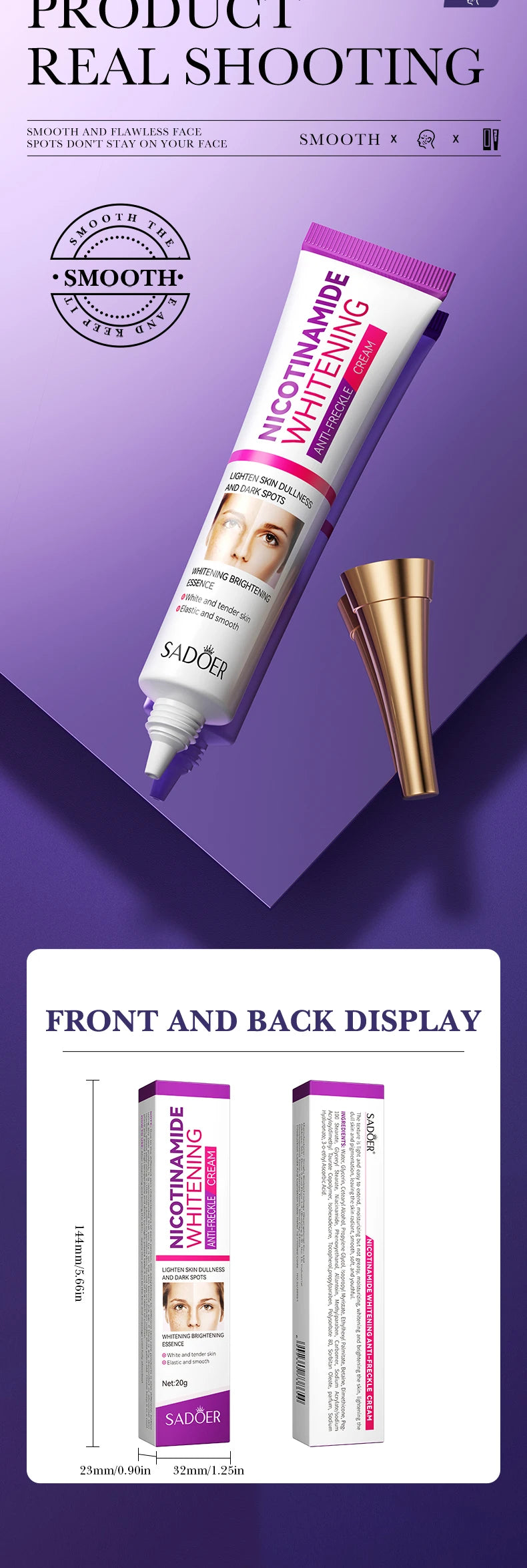 Niacinamide evens skin tone, whitens and removes freckle cream, deeply nourishes, moisturizes, hydrates and brightens the cream