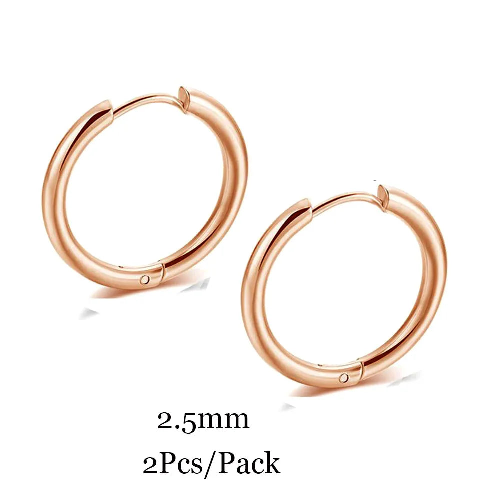 Minimalist Stainless Steel Huggie Hoop Earrings For Women Men Gold Color Tiny Round Circle Earring Punk Rock Statement Jewelry