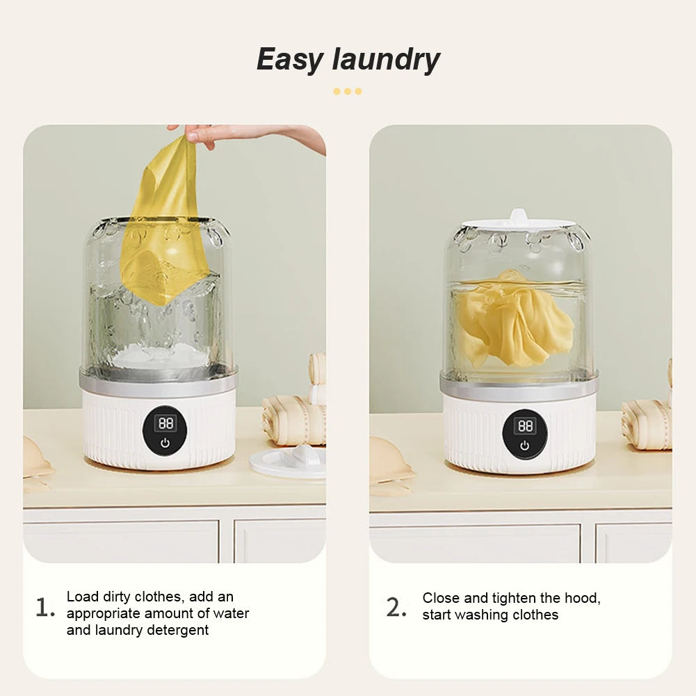 NEW Mini Underwear Washing Machine Fully Automatic Laundry Cup Cordless Portable Underwear Sock Washer Rechargeable for Travel