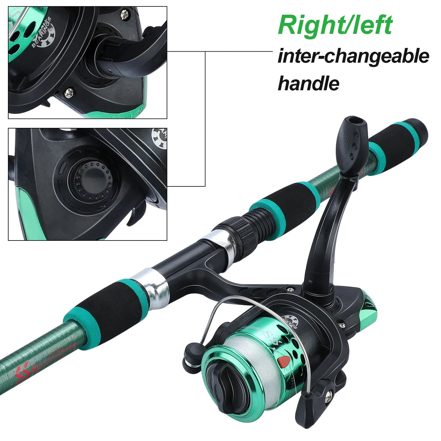 Sougayilang Spinning Fishing Rod and Reel Combo1.8M Telescopic Rod with 5.2:1 3BB Fishign Reel Max Drag 5kg Full Fishing Kit
