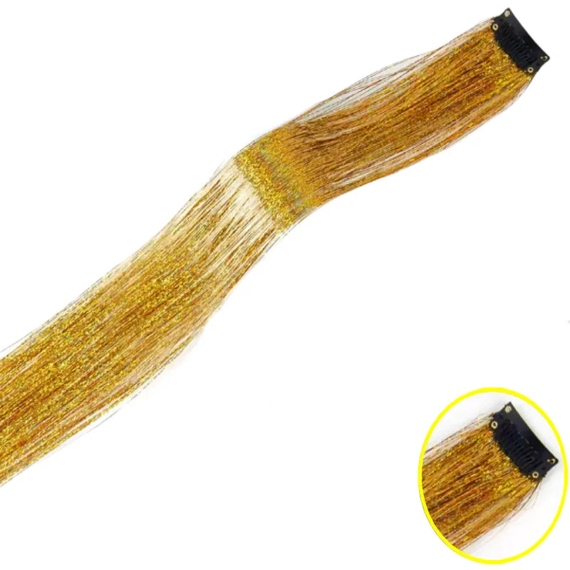 Shiny Sparkle Hair Synthetic Hair Glitter Hair Extension Woman Clip in hair Hairpieces
