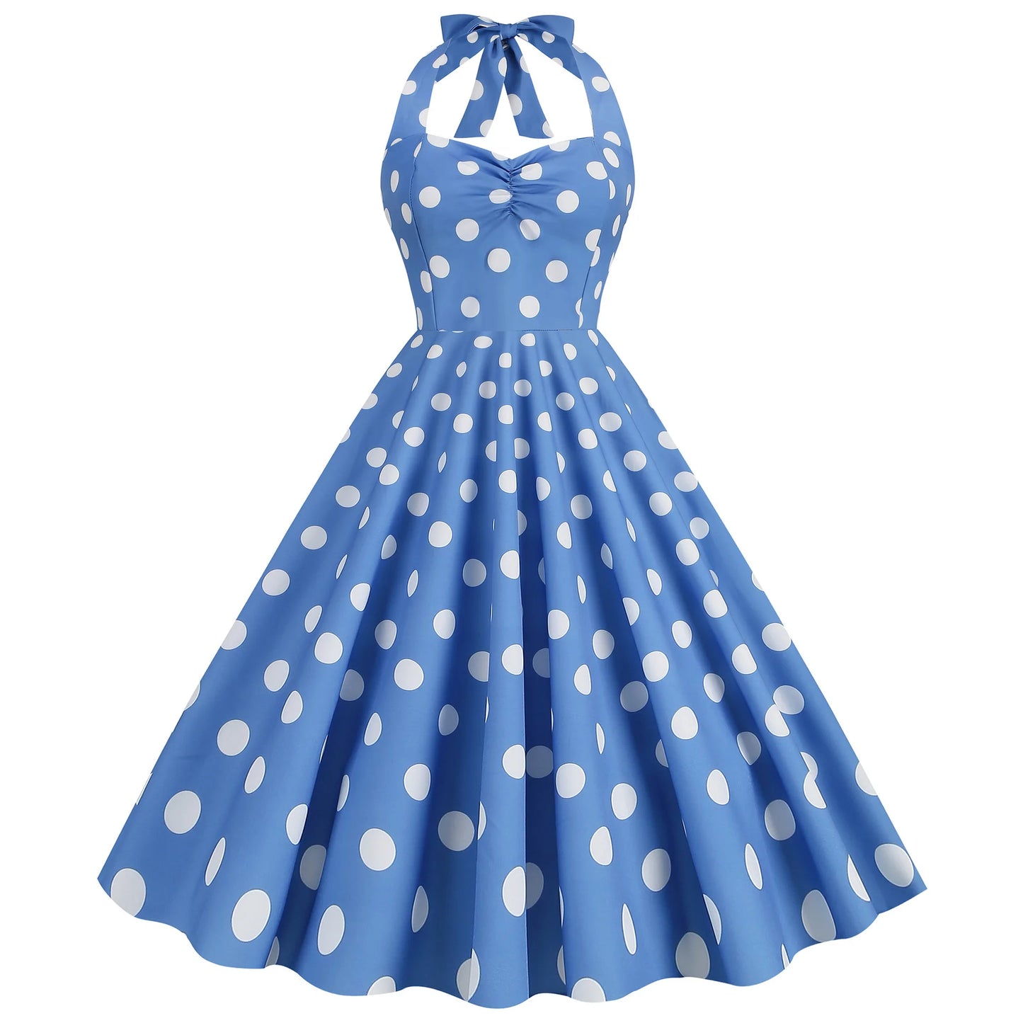 Pink Elegant Fashion Notched Ladies Office Dress 2024 Robe Pinup Polka Dot Print Vintage Sleeveless Summer Dresses for Women
