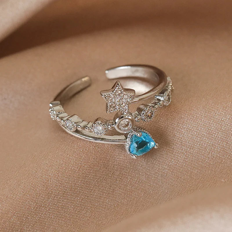 New Arrival Elegant and Luxurious Colored Zircon Inlaid Ring Fashion-forward Women Stylish Open Finger Ring with Colorful Zircon