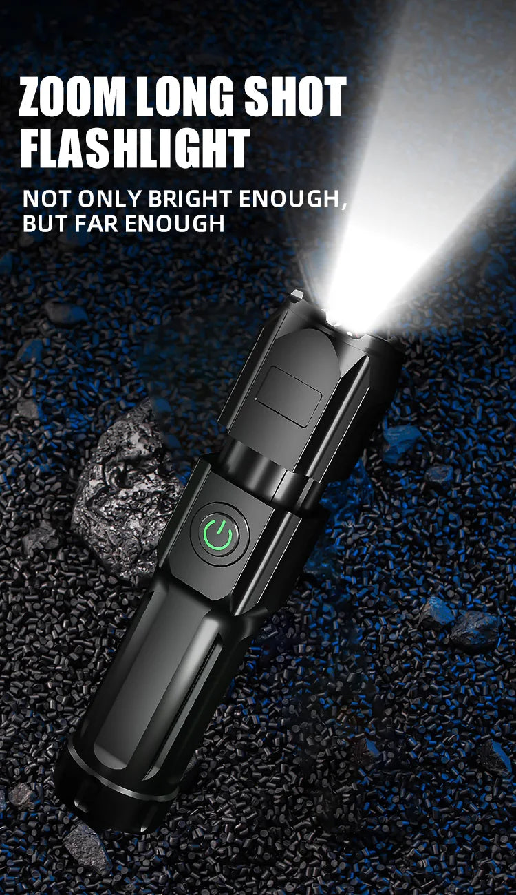 High Strong Flash Light Portable Rechargeable Spotlights High Power LED Flashlight Camping Ultra Powerful Flashlight Lamp Work