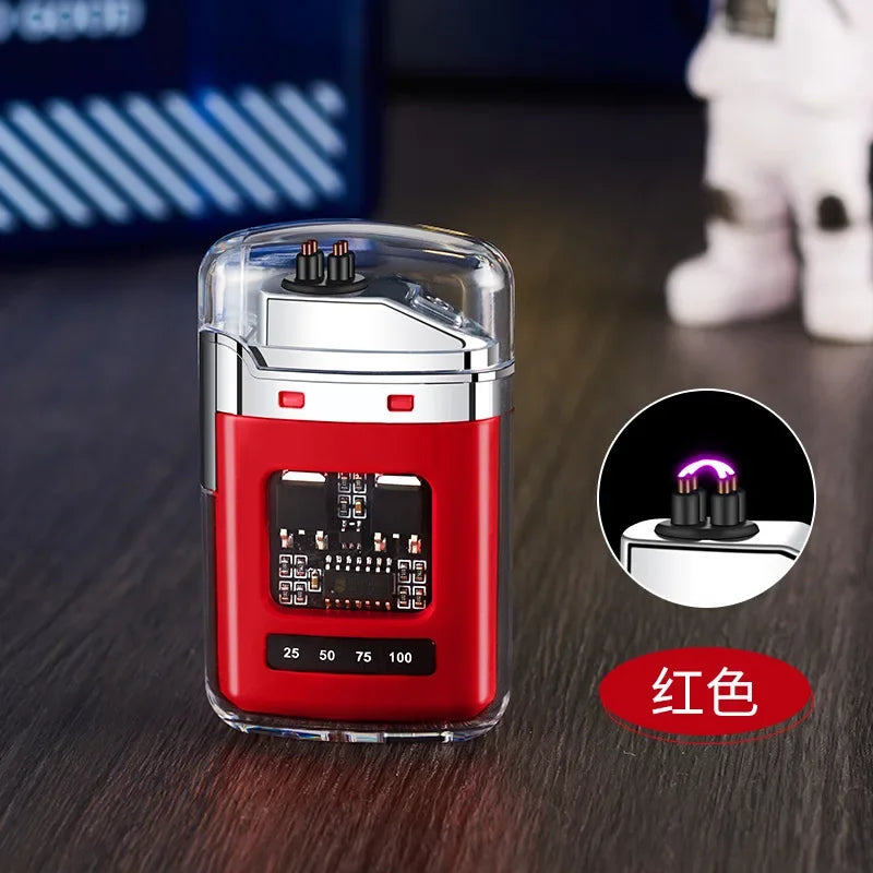 Stylish USB Rechargeable Electric Lighter Cool Windproof Dual ARC Plasma Lighters for Men Outdoor Camping Gadgets Fire Starter