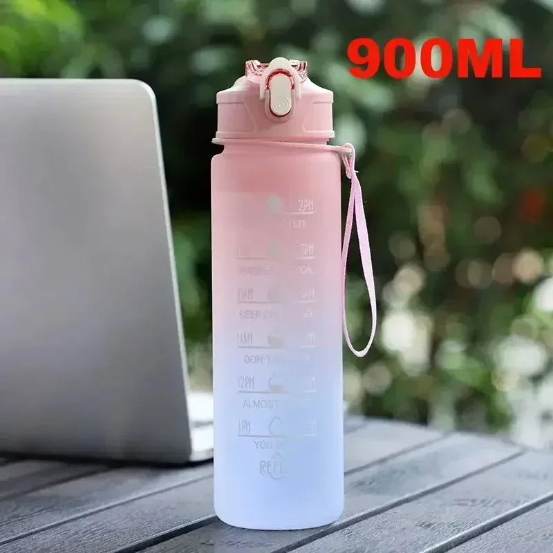 3PCS Sports Water Bottle for Running Drinking Bottle 2L Motivational with Time Marker Stickers Portable Reusable Plastic Cups