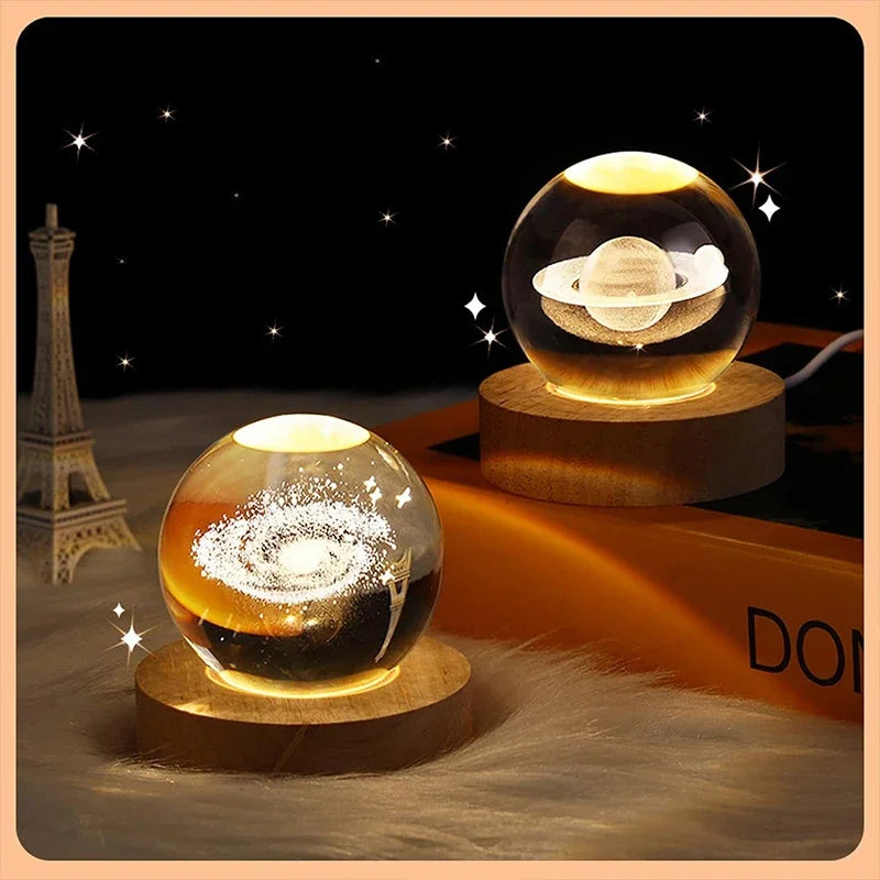 Unique 3D Crystal Ball Lamp with Galaxy and Planetary Projections USB Night Light for Cozy Atmosphere plasma ball