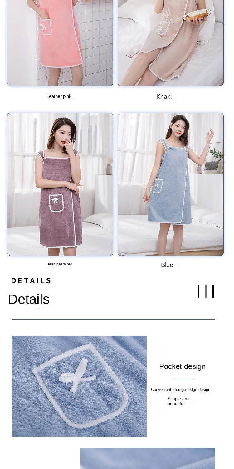 2024 Coral Velvet Bath Skirt Soft Absorbent Thickened with Edging Adult Women Chest Wrapped Wearable Bath Towel
