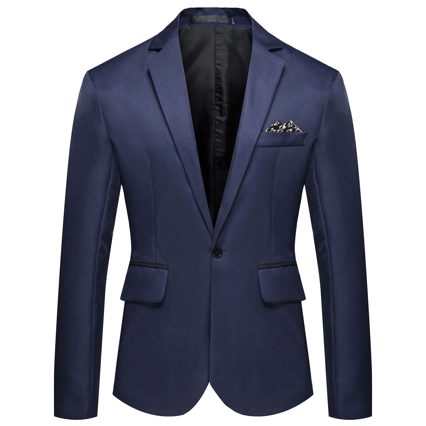 Men Blazer Formal Business Style Slim Fit Single Button Suit Jacket Solid Color Lapel Satin Groom Wedding Banquet Men Suit Coat