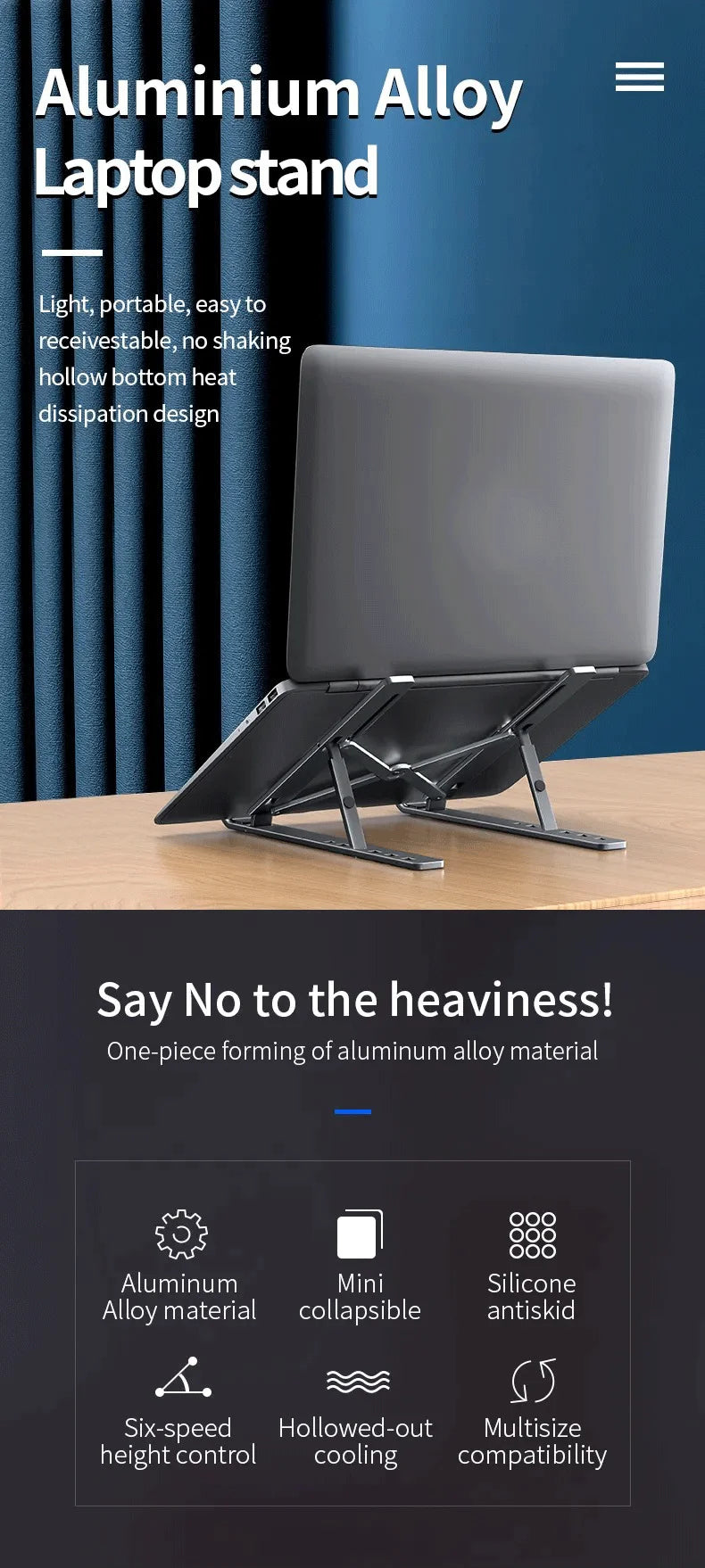 Foldable Laptop Stand Adjustable Portable Notebook Bracket Support Base Aluminum Alloy Holder For Macbook Laptop PC Accessories
