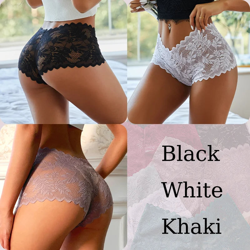 3PCS Sexy Floral Lace Panties Women Briefs Low Waist Soft Lingerie Comfortable Female Underwear Girls Intimates Panties S-XL