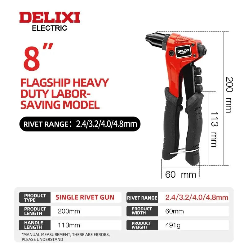 DELIXI ELECTRIC Rivet Gun,Manual Professional Pull Gun High Lever More Labor-saving,TighteningandRiveting of Metal SheetandPipe
