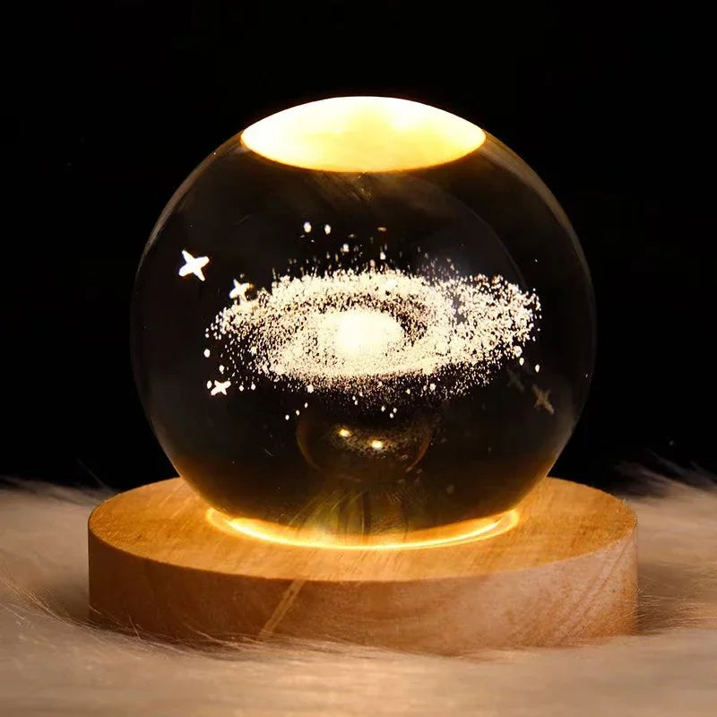 Unique 3D Crystal Ball Lamp with Galaxy and Planetary Projections USB Night Light for Cozy Atmosphere plasma ball