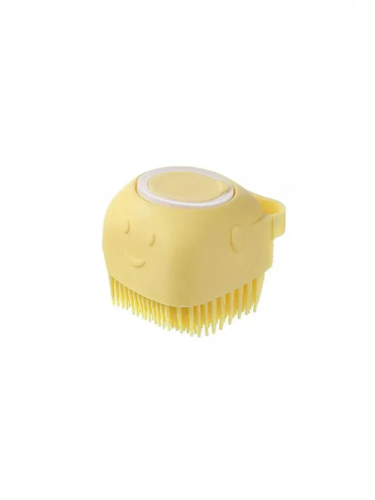 Pet Bath Brush Pet Massage Brush Shampoo Dispenser Soft Silicone Brush Rubber Bristle for Dogs and Cats Shower Grooming Tool