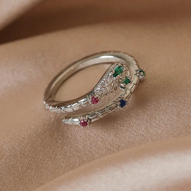New Arrival Elegant and Luxurious Colored Zircon Inlaid Ring Fashion-forward Women Stylish Open Finger Ring with Colorful Zircon