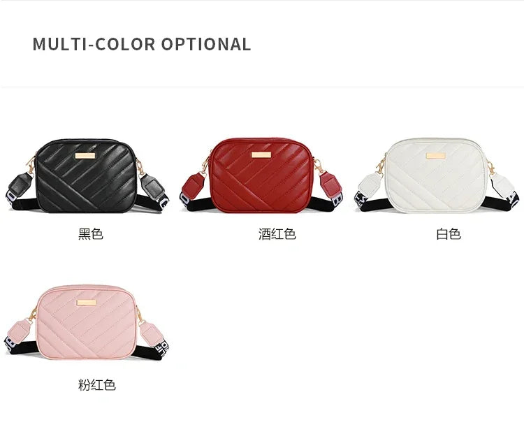 Trendy Solid Color Square Shoulder Bag, Quilted Detail Zipper Crossbody Bag For Women, Classic All-Match Wallet