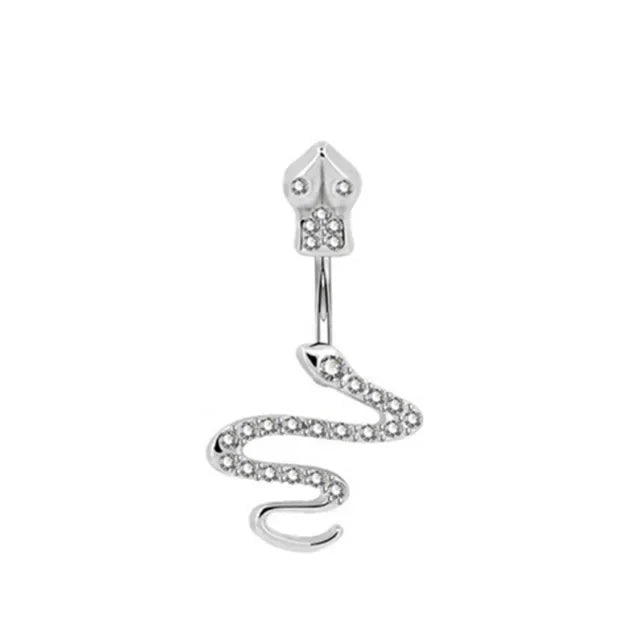 Snake Belly Button Ring Dangle Navel Piercing Ring Heart Belly Ring Zircon Navel Rings Body Piercing Jewelry Umbilical Pircing
