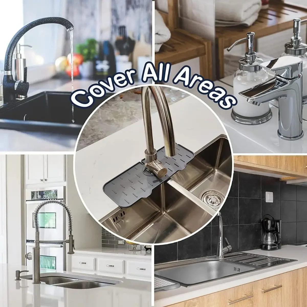 Almohadilla absorbente de silicona para grifo de cocina, repisa, fregadero, protector de salpicaduras, tapete de drenaje para baño, accesorios