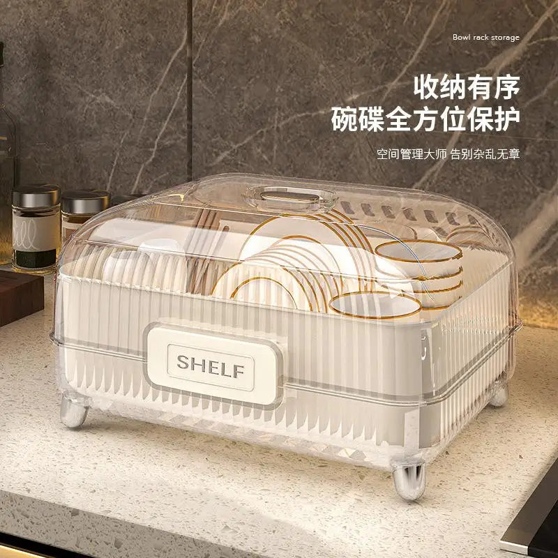 Kitchen Utensil Holder ,With Dustproof Cover Space-Saving Bowl And Chopstick Storage Rack For Countertop Draining Board Racks
