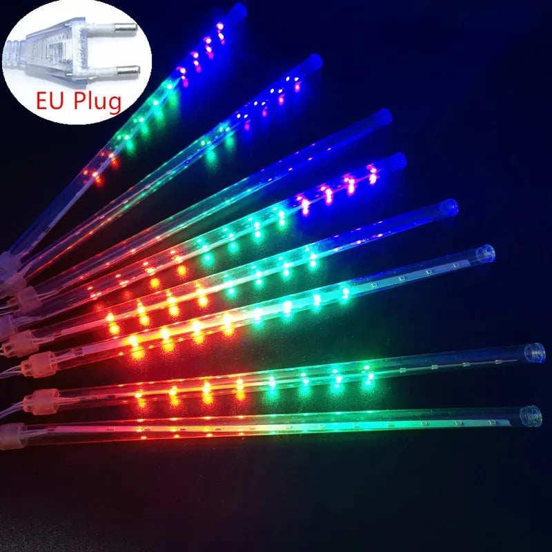 EU Plug LED Meteor Shower Light 30/50cm Holiday String Lights Fairy Garden Decor Outdoor Led Street Garland Christmas Decoration