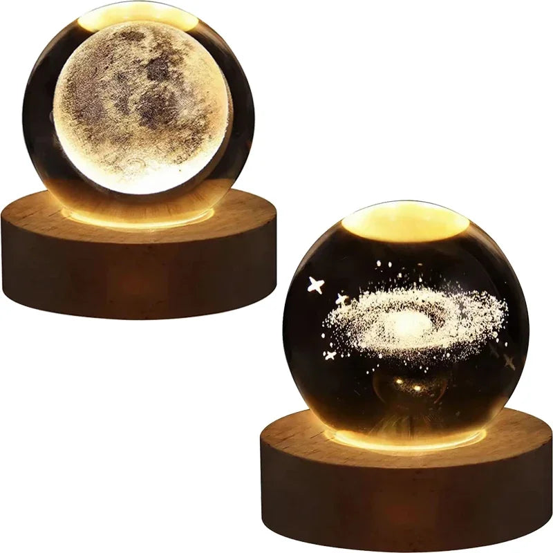Unique 3D Crystal Ball Lamp with Galaxy and Planetary Projections USB Night Light for Cozy Atmosphere plasma ball