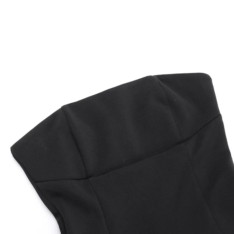 Sleeveless Sexy Tube Top Mini Dresses Solid Patchwork High Waist Summer Fashion Female Bodycon Plunge Vacation Strapless Dress