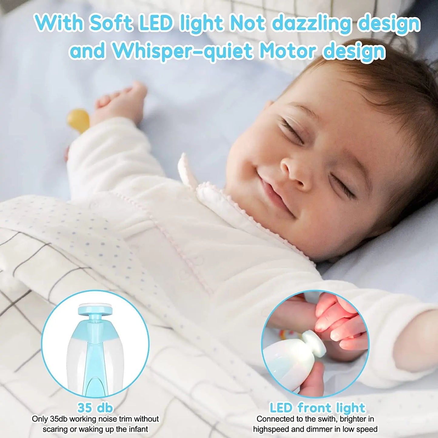 Dr.isla Electric baby Nail clipper LED Light Baby Nail Trimmer Baby Care Set 4-speed speed Adjustment With Low Noise