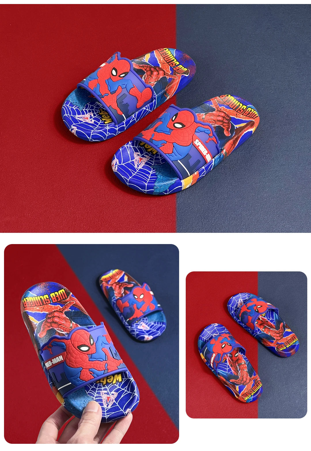 Cartoon Anime Children's Toddler Slippers Superhero Pattern Open Toe Sandals For Boys And Girls Slides