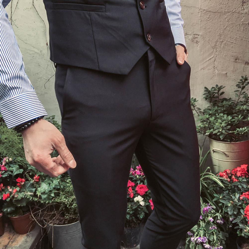 Men Three-piece Suit Men's Formal Business Style Slim Fit Wedding Suit Set with Silky Smooth Anti-wrinkle Fabric Turn-down