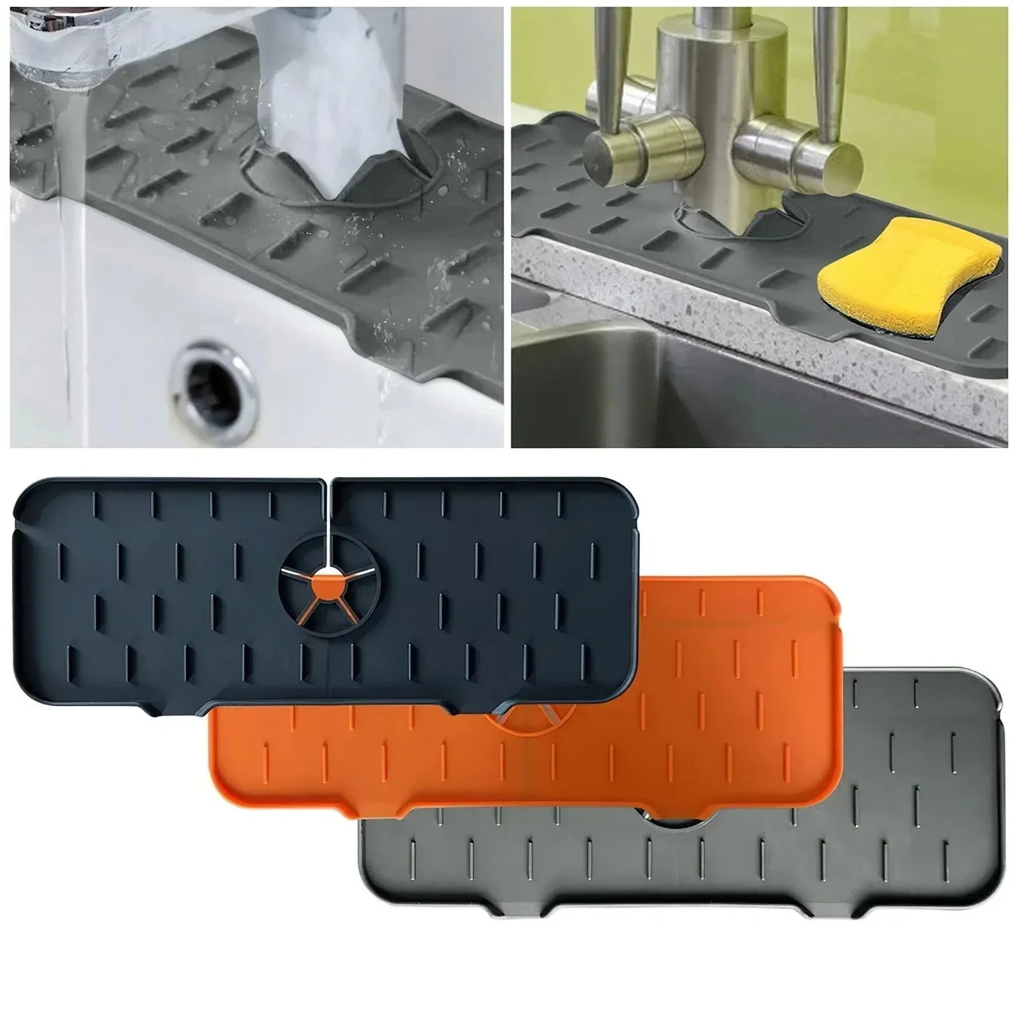 Almohadilla absorbente de silicona para grifo de cocina, repisa, fregadero, protector de salpicaduras, tapete de drenaje para baño, accesorios