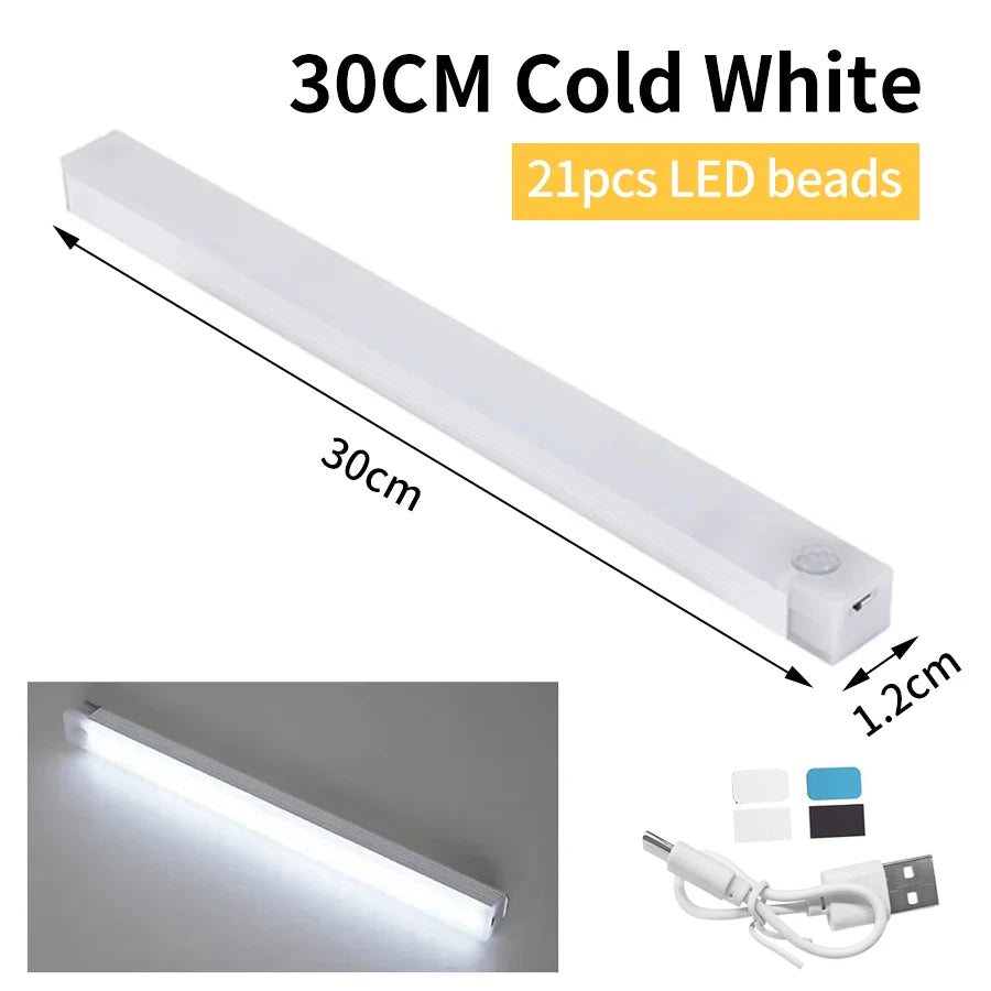 Motion Sensor LED Cabinet Light Rechargeable Induction Night Light Wireless Portable Detector Lamp Kitchen Staircase Backlight