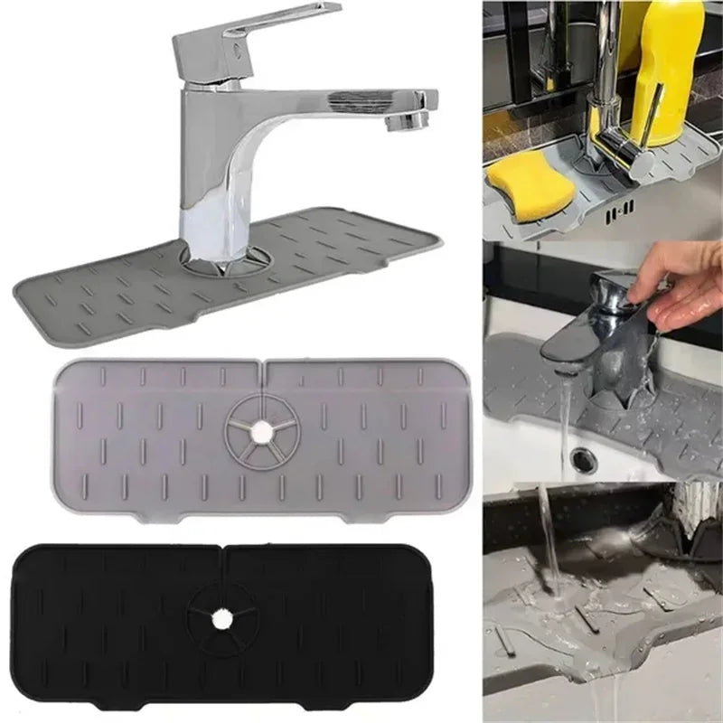 Almohadilla absorbente de silicona para grifo de cocina, repisa, fregadero, protector de salpicaduras, tapete de drenaje para baño, accesorios