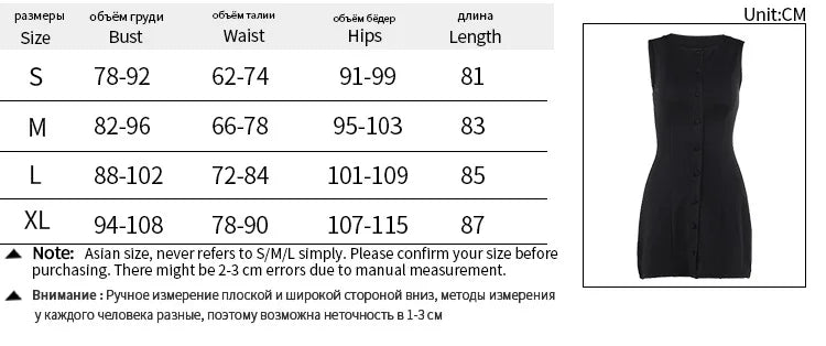 Fashion Sleeveless Sexy Mini Dress For Women New O Neck Single-btrasted Bodycon Club Party Tank Dress Femme Clothes vestidos