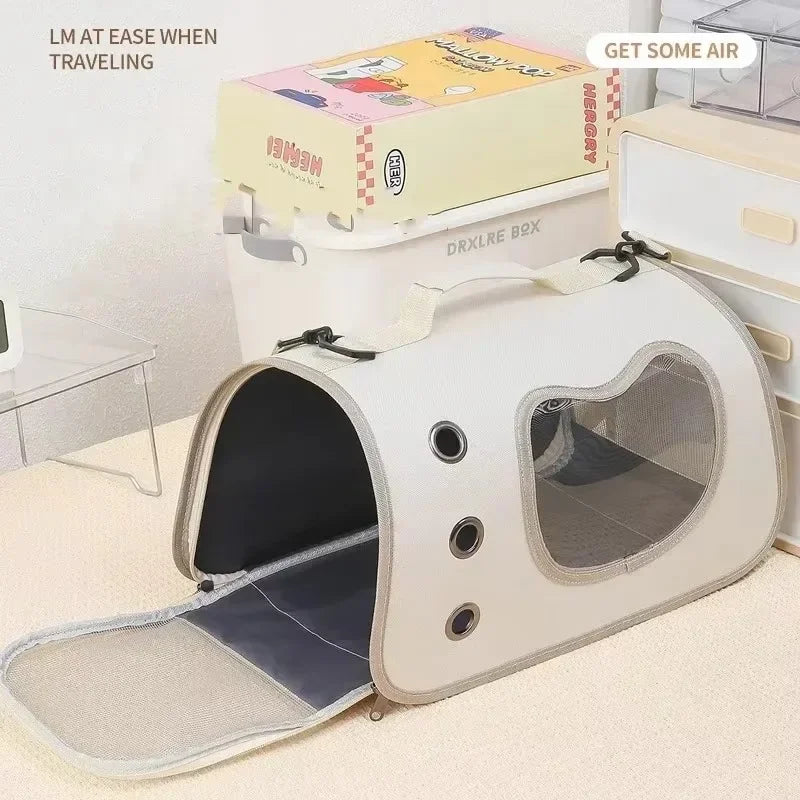Portable Pet Carrier Bag Foldable Breathable Mesh Travel Bag for Small Cats Dogs Soft-Sided Handheld Outing Travel Pet Backpack