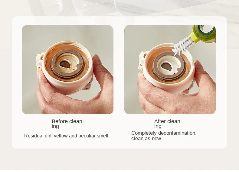 3 In 1 Bottle Gap Cleaner Brush Multifunctional Cup Cleaning Brushes Water Bottles Clean Tool Mini Silicone U-shaped Brush