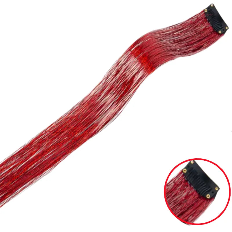 Shiny Sparkle Hair Synthetic Hair Glitter Hair Extension Woman Clip in hair Hairpieces