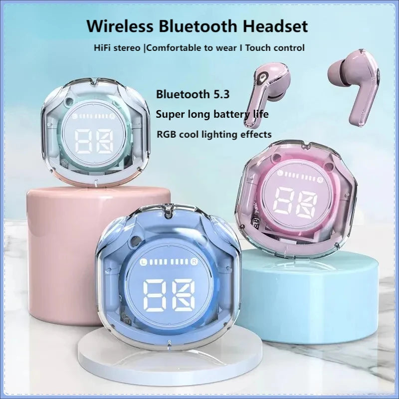 Original T2 TWS Wireless Headphones Bluetooth 5.3 Headset ENC LED Power Digital Display Stereo Sound Earphones for Sport Earbuds
