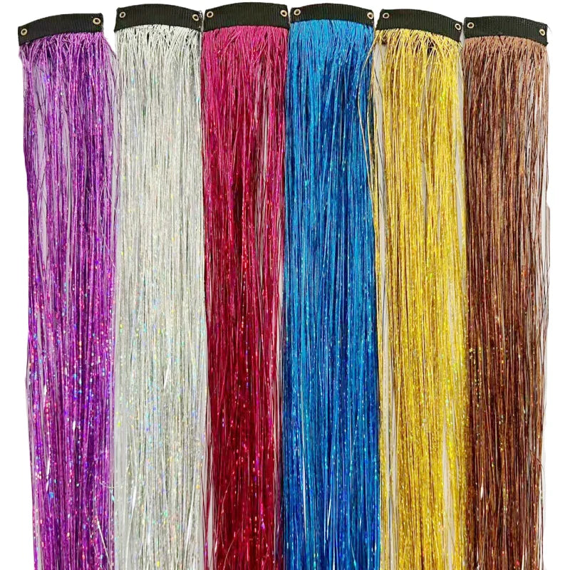 Shiny Sparkle Hair Synthetic Hair Glitter Hair Extension Woman Clip in hair Hairpieces