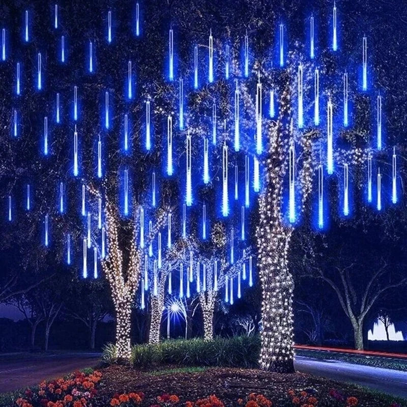 EU Plug LED Meteor Shower Light 30/50cm Holiday String Lights Fairy Garden Decor Outdoor Led Street Garland Christmas Decoration