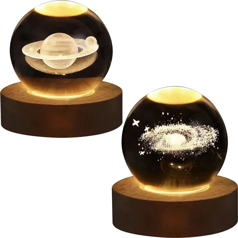 Unique 3D Crystal Ball Lamp with Galaxy and Planetary Projections USB Night Light for Cozy Atmosphere plasma ball