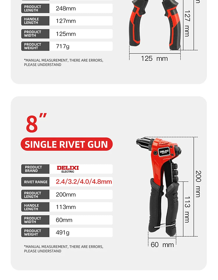DELIXI ELECTRIC Rivet Gun,Manual Professional Pull Gun High Lever More labor-saving,TighteningandRiveting of Metal SheetandPipe