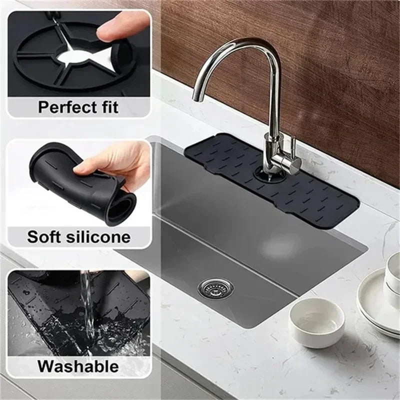 Almohadilla absorbente de silicona para grifo de cocina, repisa, fregadero, protector de salpicaduras, tapete de drenaje para baño, accesorios